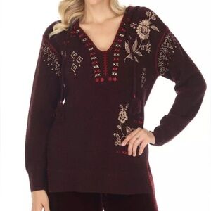 Johnny Was cashmere blend IVEY BAJA PULLOVER NWT color: eggplant